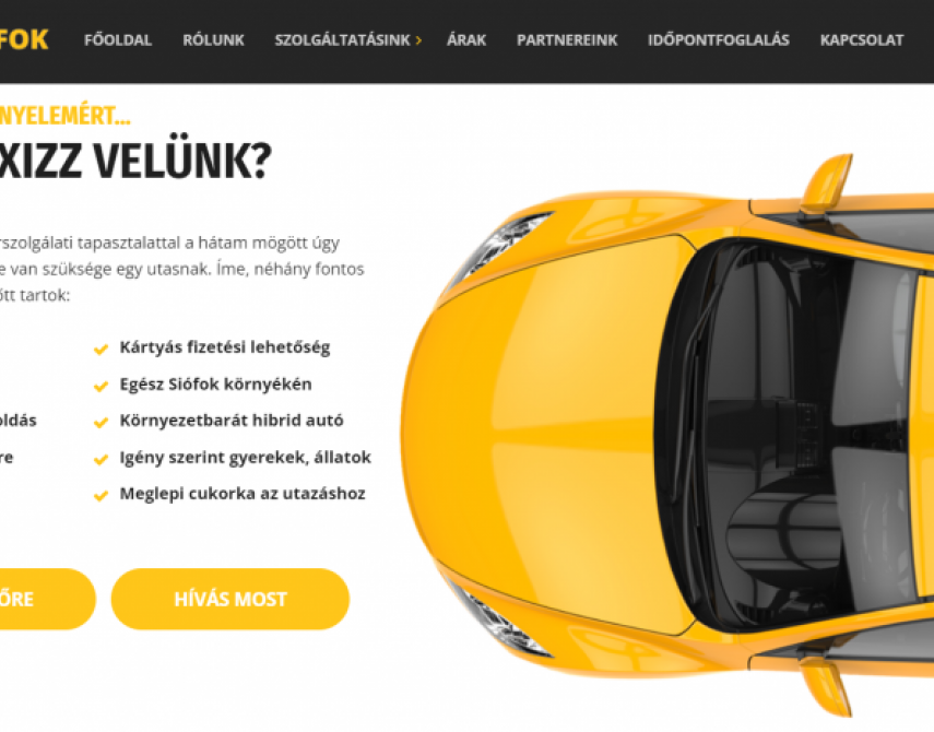 Referencia munka weboldal, webshop készíétsére-Siófoki taxis honlap-Gremmédia.hu